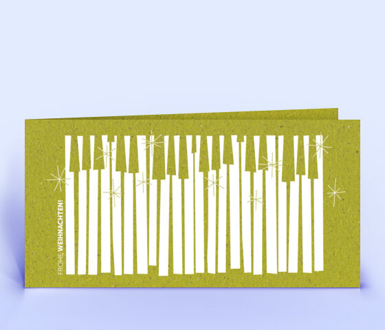Graspapier Weihnachtskarte mit abstrakter "Klavierwald" Illustration 3140
