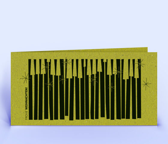 Graspapier Weihnachtskarte mit individueller "Klavierwald" 3142