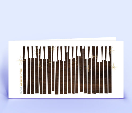 Geschäftliche Weihnachtskarte mit Holz-Design "Klavierwald" 3144