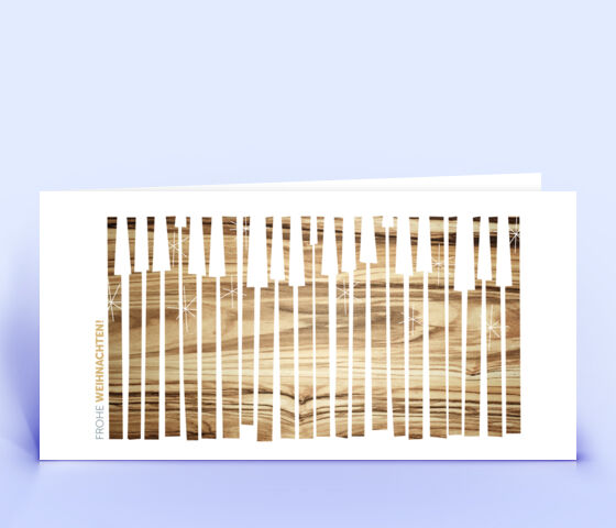 Geschäftliche Weihnachtskarte mit Design "Klavierwald" in Holz-Optik 3146