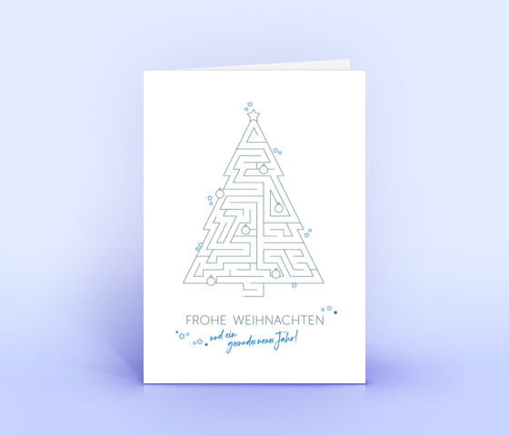 Kreative Weihnachtskarte mit Labyrinth Rätsel in Weihnachtsbaum Form 3205
