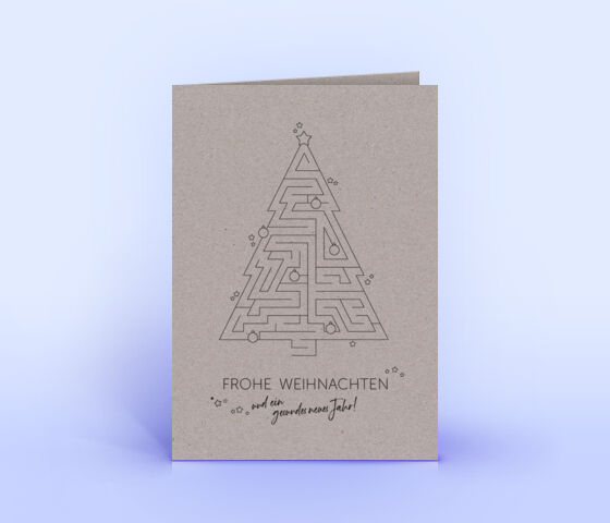 Kreative Weihnachtskarte mit Labyrinth Rätsel in Weihnachtsbaum-Form 3217
