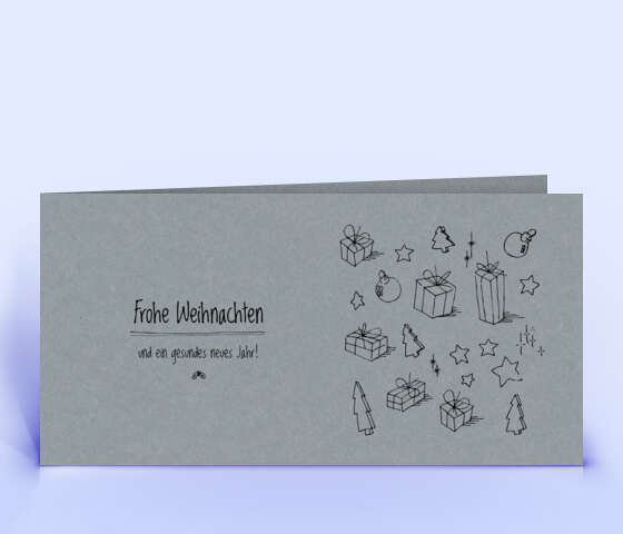 Schöne Weihnachtskarten mit handgezeichneten Illustrationen gedruckt auf grauem Design-Karton 332