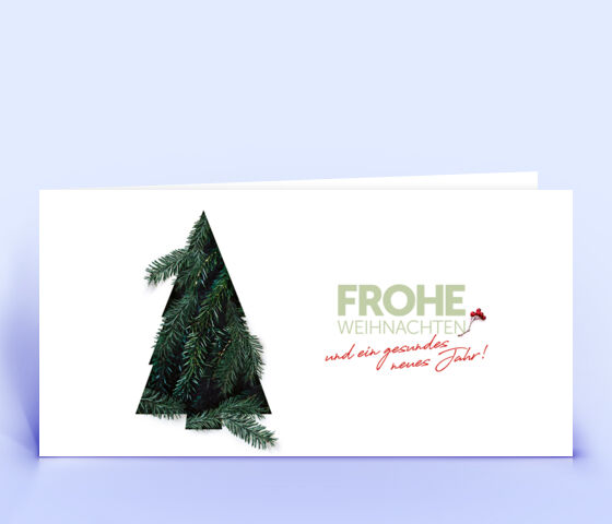 Moderne Weihnachtskarte mit schlichtem Tannengrün Motiv 3332