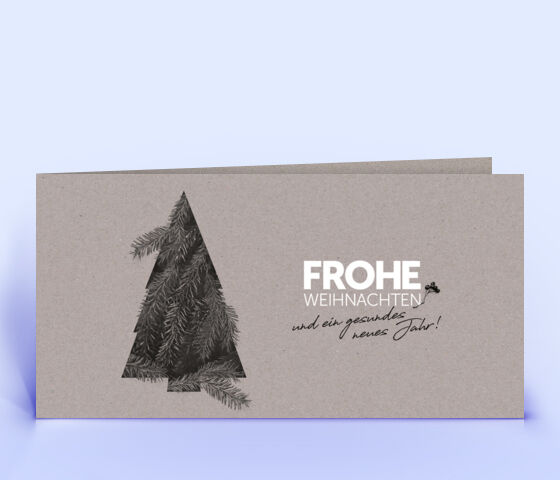 Kreative Weihnachtskarte mit Tannenzweigen Motiv auf grauem Design-Recyclingpapier gedruckt 3340