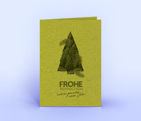 Graspapier Weihnachtskarte mit schlichtem Tannenzweigen Design 3343