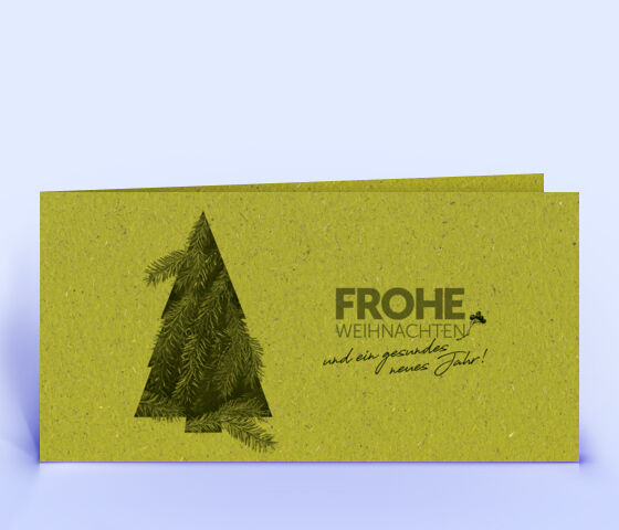Graspapier Weihnachtskarte mit originellem Tannengrün Design 3344