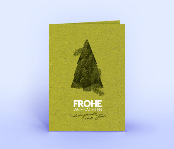 Graspapier Weihnachtskarte mit modernem Tannenzweigen-Design 3345