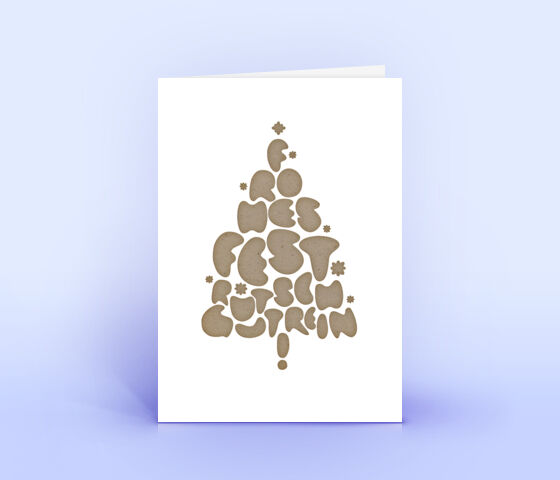 Weihnachtskarte mit Karton-Design in Form eines Weihnachtsbaumes 3445