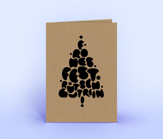 Naturpapier Weihnachtskarte mit Text in Form eines Weihnachtsbaumes 3447