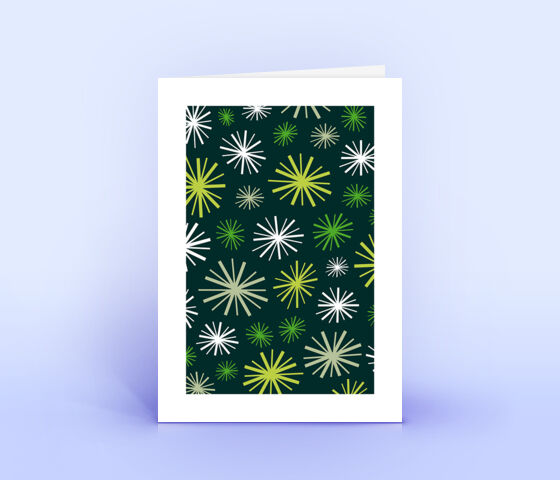 Neujahrskarte grün mit leuchtenden Sternen 3523