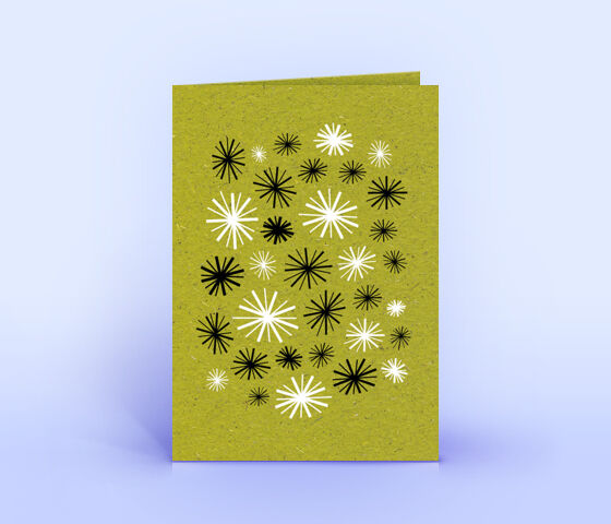 Neujahrskarte aus Graspapier mit Sonderfarbe Weiß veredelt 3529