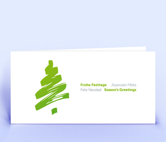 Geschäftliche Weihnachtskarte grün mit stilisiertem Weihnachtsbaum 3582