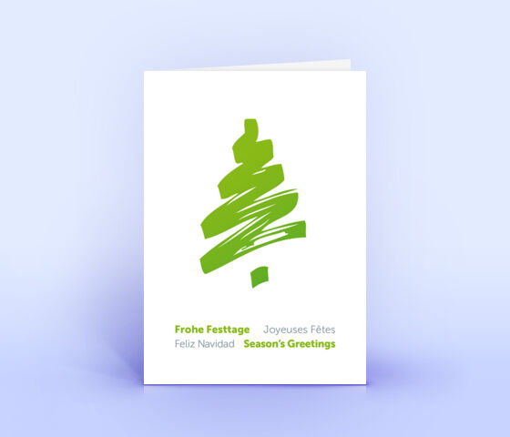 Geschäftliche Weihnachtskarte mit stilisiertem grünen Weihnachtsbaum 3583