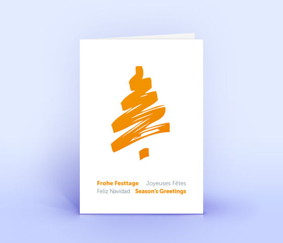 Geschäftliche Weihnachtskarte mit stilisiertem orangenem Weihnachtsbaum 3585