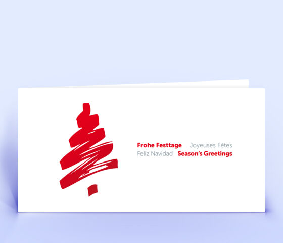 Geschäftliche Weihnachtskarte rot mit stilisiertem Weihnachtsbaum 3586