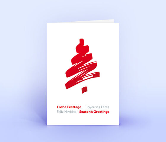 Geschäftliche Weihnachtskarte mit stilisiertem roten Weihnachtsbaum 3587