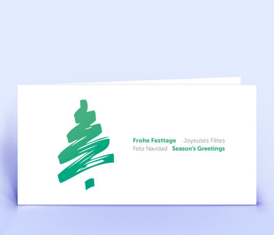 Geschäftliche Weihnachtskarte türkis mit stilisiertem Weihnachtsbaum 3588