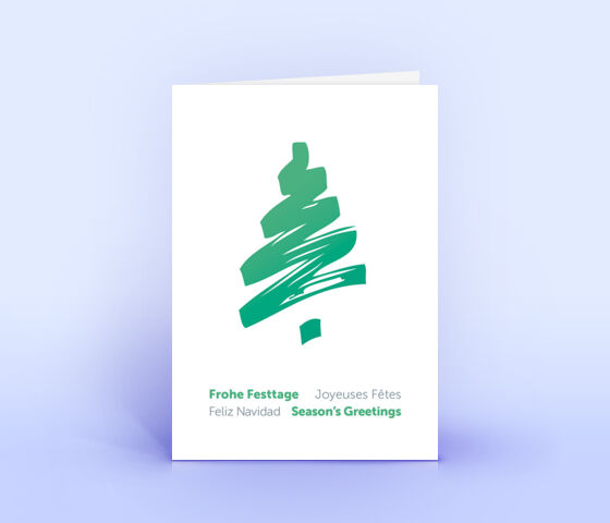 Geschäftliche Weihnachtskarte mit stilisiertem türkisfarbenem Weihnachtsbaum 3589