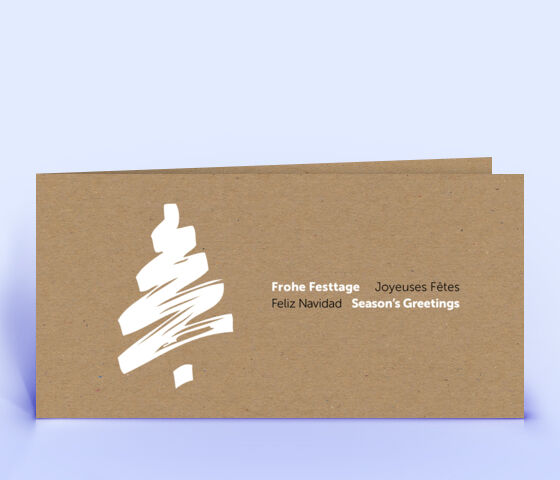 Naturkarton Weihnachtskarte mit stilisiertem Weihnachtsbaum 3596