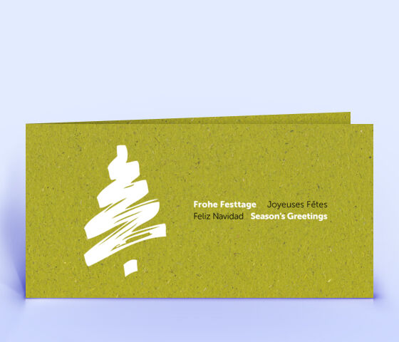Graspapier Weihnachtskarte mit stilisiertem Weihnachtsbaum 3598