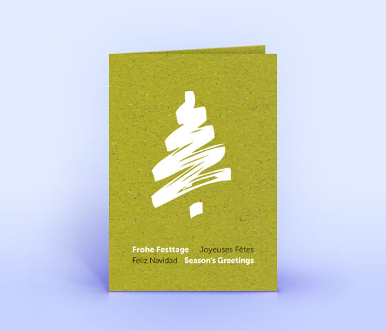 Graspapier Weihnachtskarte mit modernem stilisiertem Weihnachtsbaum 3599