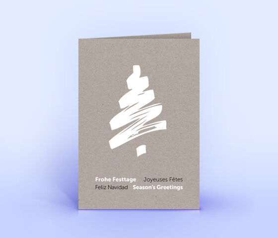 Weihnachtskarte aus grauem Design-Recyclingpapier mit stilisiertem Weihnachtsbaum 3601