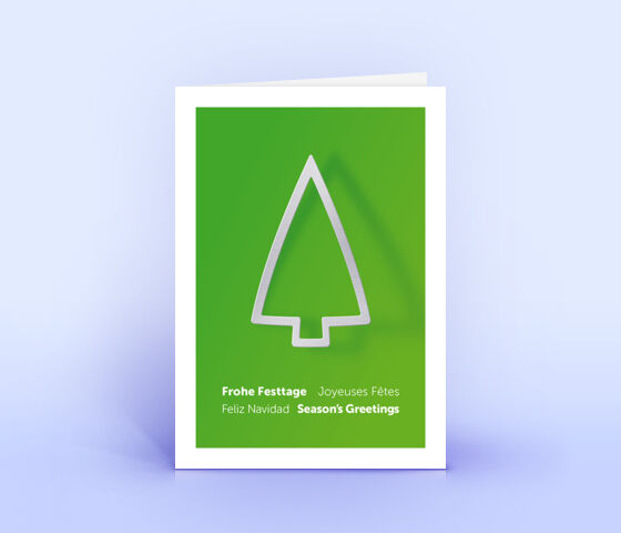Grüne Weihnachtskarte mit Metall-Baum 3645