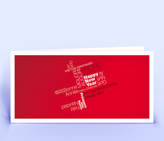 Weihnachtskarte Nr. 376 rot mit Word-Cloud