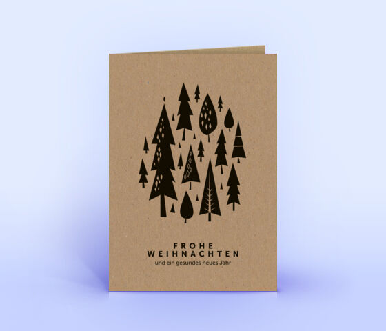 Weihnachtskarte Naturkarton mit Weihnachtswald 3821