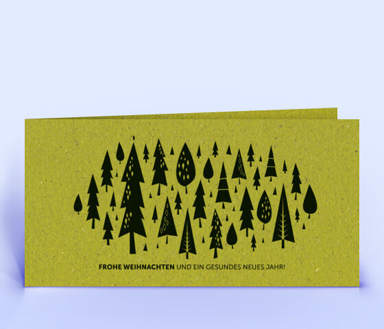 Graspapier Weihnachtskarte mit Weihnachtswald 3824