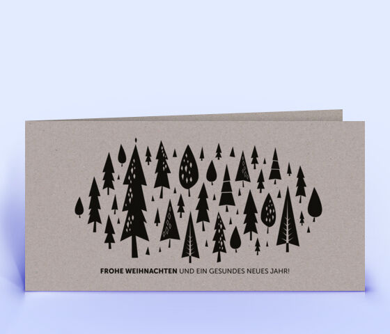 Weihnachtskarte Design-Recyclingpapier grau mit Weihnachtswald 3828
