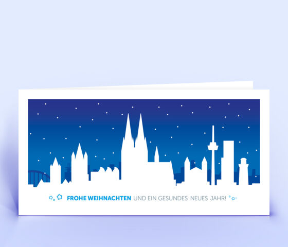 Köln Weihnachtskarte blau 3860