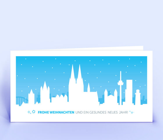 Köln Weihnachtskarte hellblau 3864