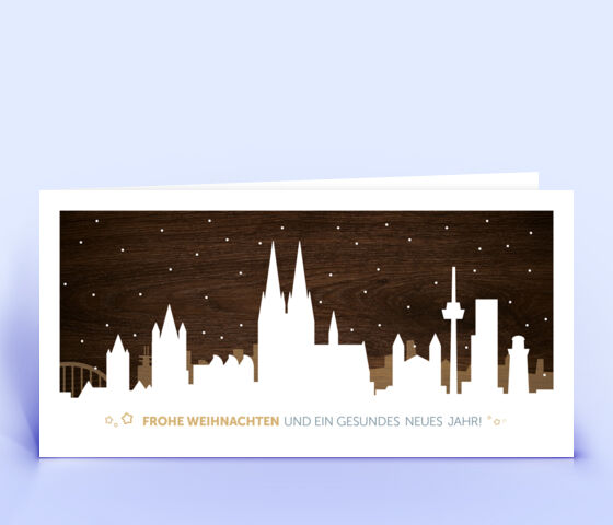 Köln Weihnachtskarte Holz-Design 3872