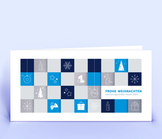Geschäftliche Weihnachtskarte mit Metall Design "Weihnachtsquadrate" 3912