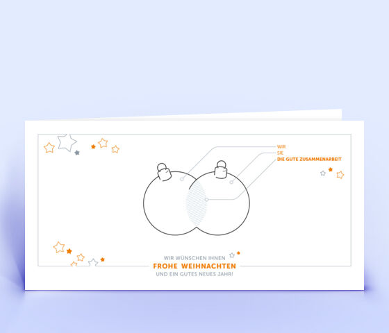 Orange Weihnachtskarte Motiv „Gute Zusammenarbeit” 4028