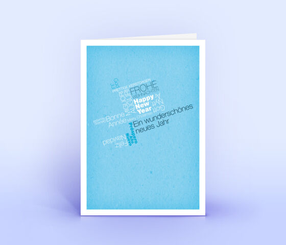 Öko Weihnachtskarten Nr. 403 blau mit einem typografisch gestalteten Weihnachtswunsch sind mit einem modernen Design bedruckt.