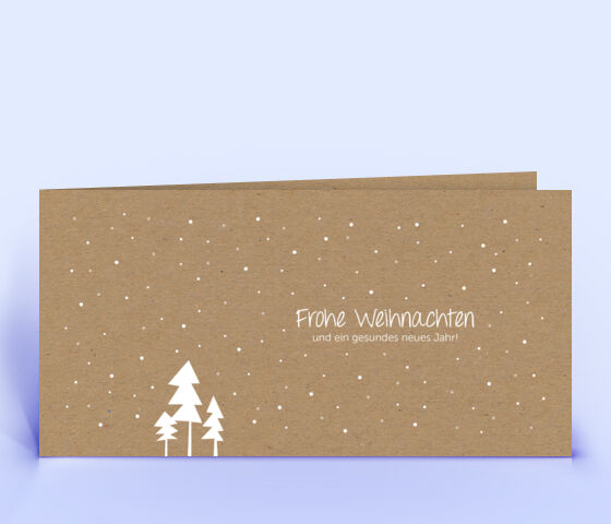 Weihnachtskarte Naturkarton mit Design "3 Bäume im Schnee" 5090