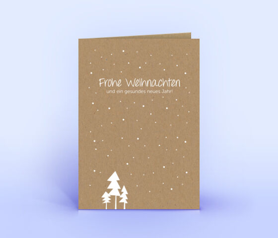 Naturkarton Weihnachtskarte mit Motiv "3 Bäume im Schnee" 5091