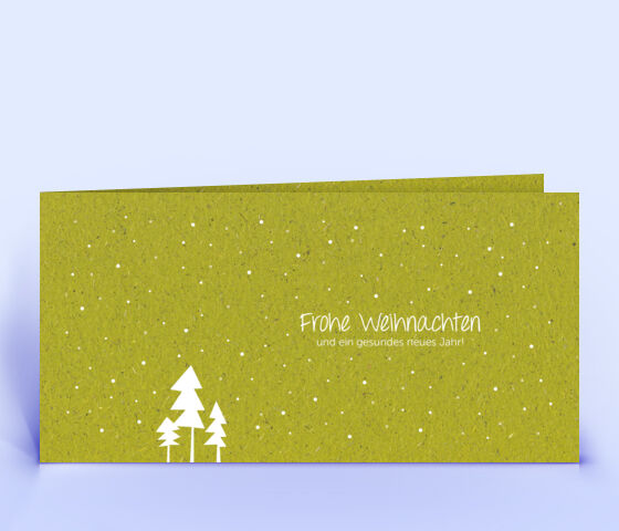 Weihnachtskarte Graspapier mit Design "3 Bäume im Schnee" 5092