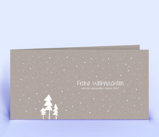 Weihnachtskarte grauer Recyclingkarton mit Design "3 Bäume im Schnee" 5094