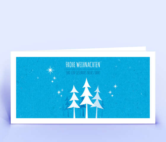 Blaue Weihnachtskarte mit verspielter Illustration 5140