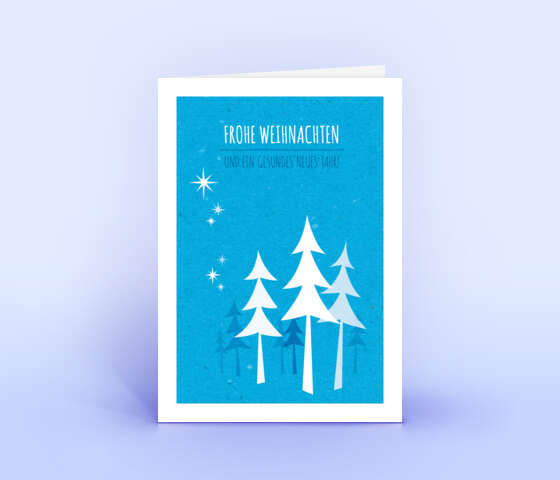 Weihnachtskarte in blau mit verspielter Illustration 5141