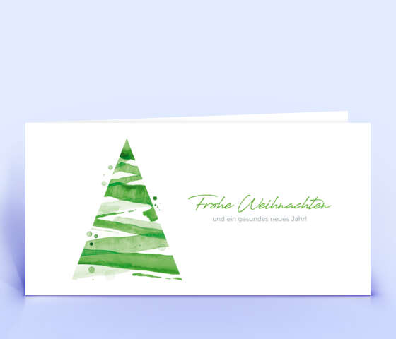 Grüne Weihnachtskarte mit Aquarell Weihnachtsbaum 5732