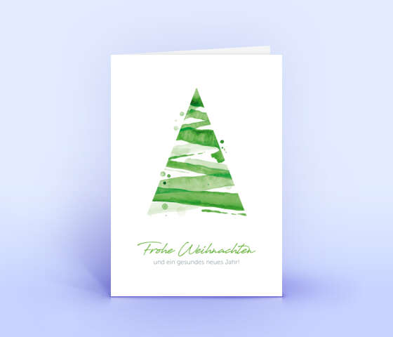 Weihnachtskarte mit grünem Aquarell Weihnachtsbaum 5733