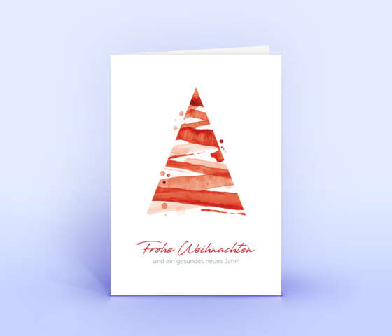 Weihnachtskarte mit rotem Aquarell Weihnachtsbaum 5737