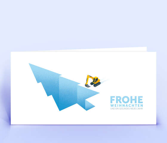 Hellblaue Weihnachtskarte mit Bagger 5782