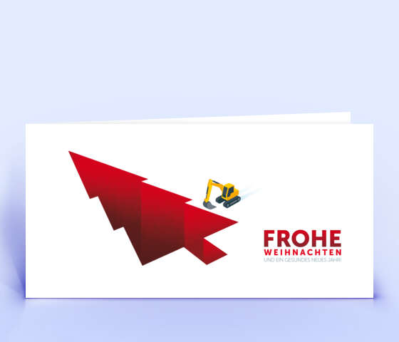 Rote Weihnachtskarte mit Bagger 5790
