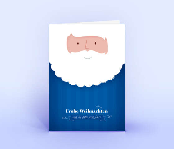 Exklusive Weihnachtskarte in blau mit Weihnachtsmann 5821